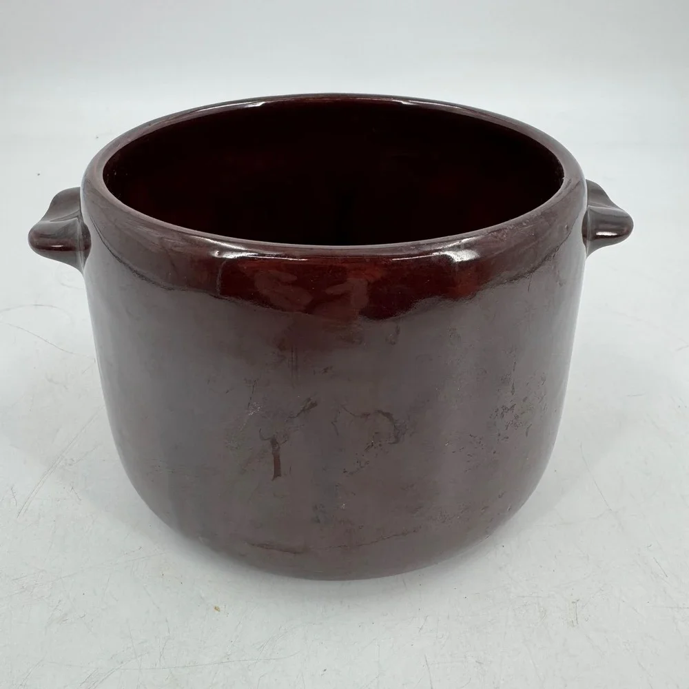 Vintage West Bend‎ USA Brown Glazed Stoneware Bean Pot Kitchen Cooking Crock